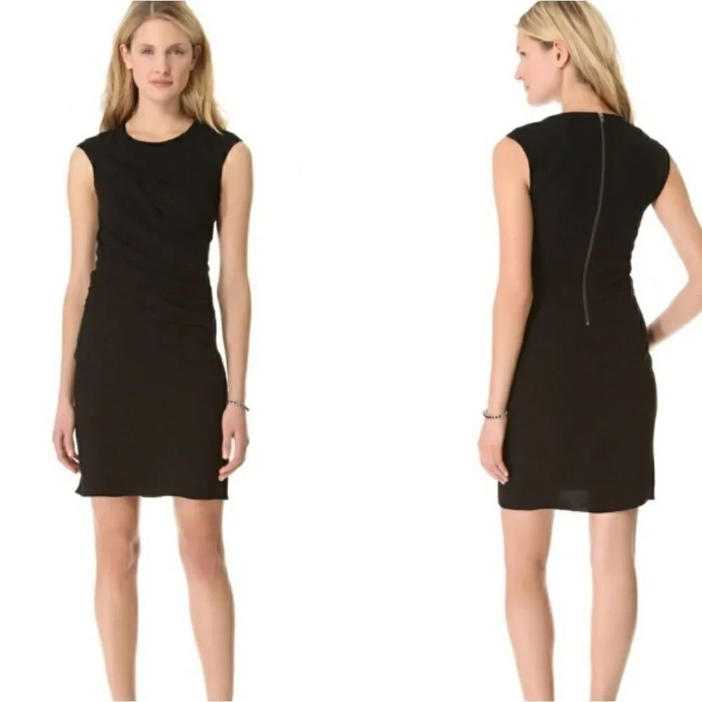 Helmut Lang Black Draped Silk Blend Mini Dress